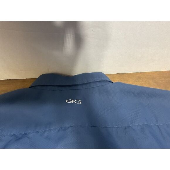 Game Guard Shirt Mens L Blue Outdoor Vented Button Pocket Fishing Performance - Picture 10 of 10